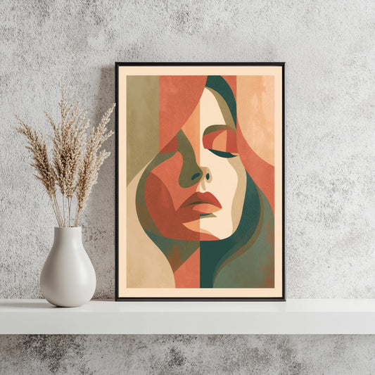 Abstraktes Frauen Portrait Poster Boho