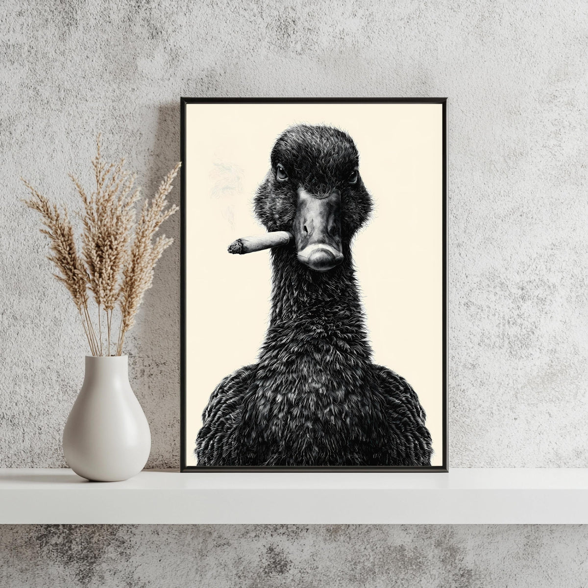 Ente Zigarre Schwarz Weiß Poster – Produktansicht 3