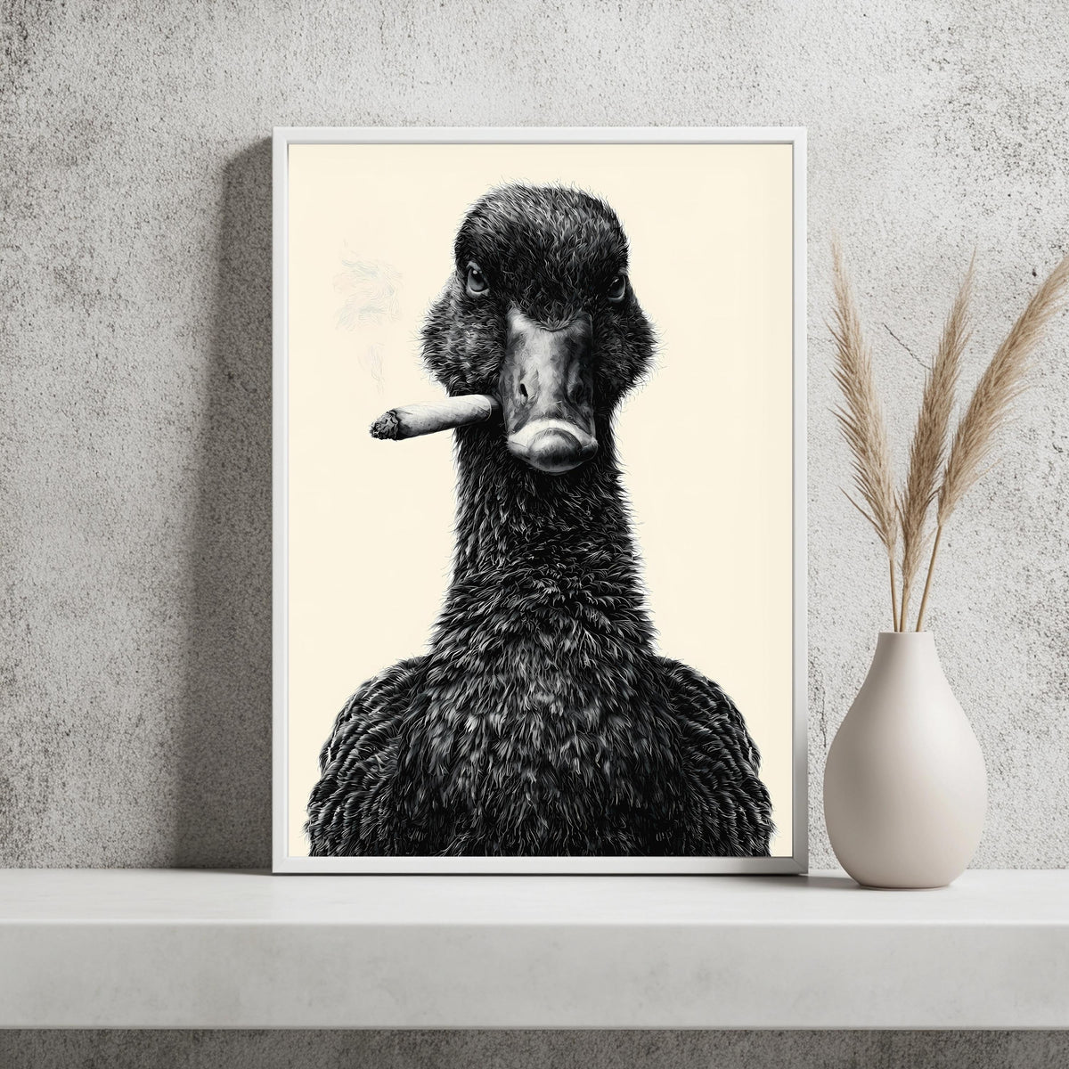 Ente Zigarre Schwarz Weiß Poster – Produktansicht 2