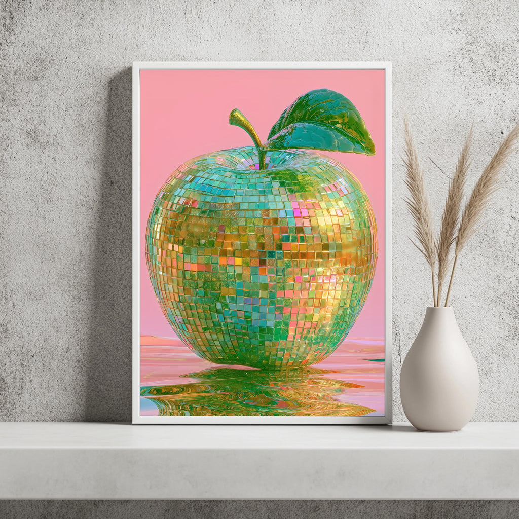 Discokugel Apfel Regenbogen Glitzer Poster – Produktansicht 2