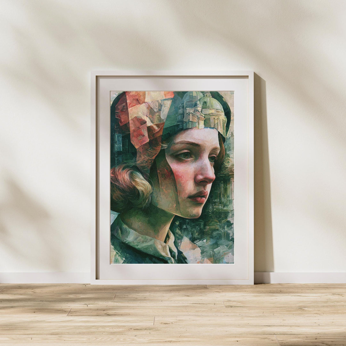 Surreales Porträt Frau Architektur Poster – Produktansicht 2