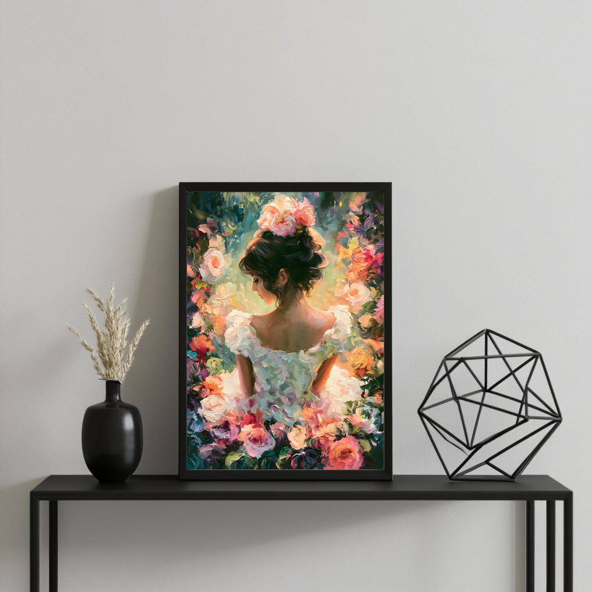 Frau im Rosengarten Poster – Produktansicht 3