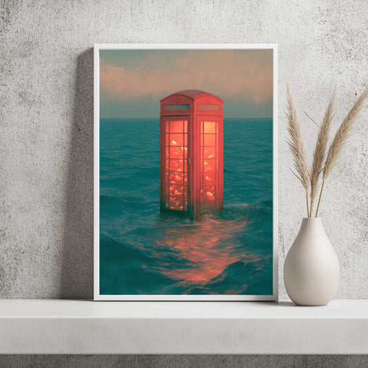 Telefonzelle Ozean Poster Surreal Wandkunst