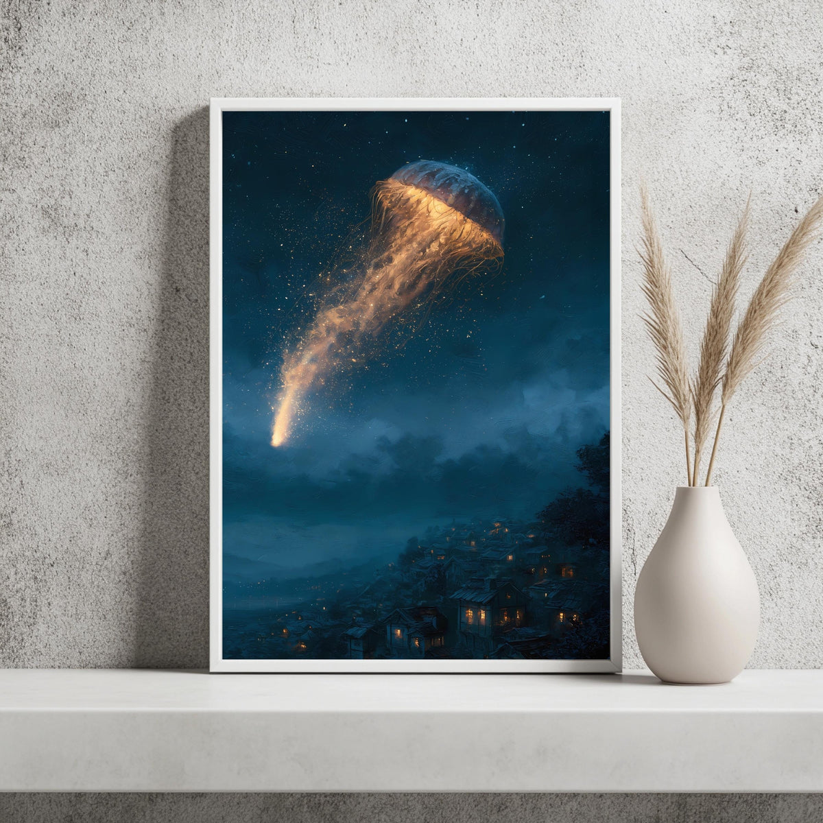 Qualle Nachthimmel Fantasy Poster – Produktansicht 2
