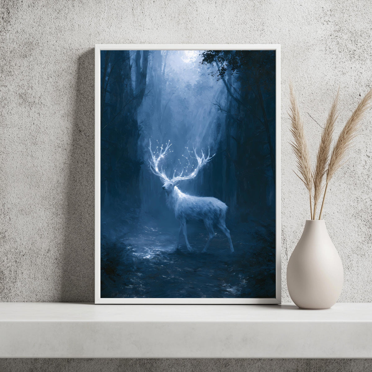 Weißer Hirsch Sterne Mystisch Poster – Produktansicht 2