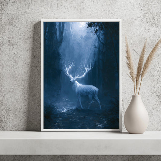 Weißer Hirsch Poster Sterne Mystisch