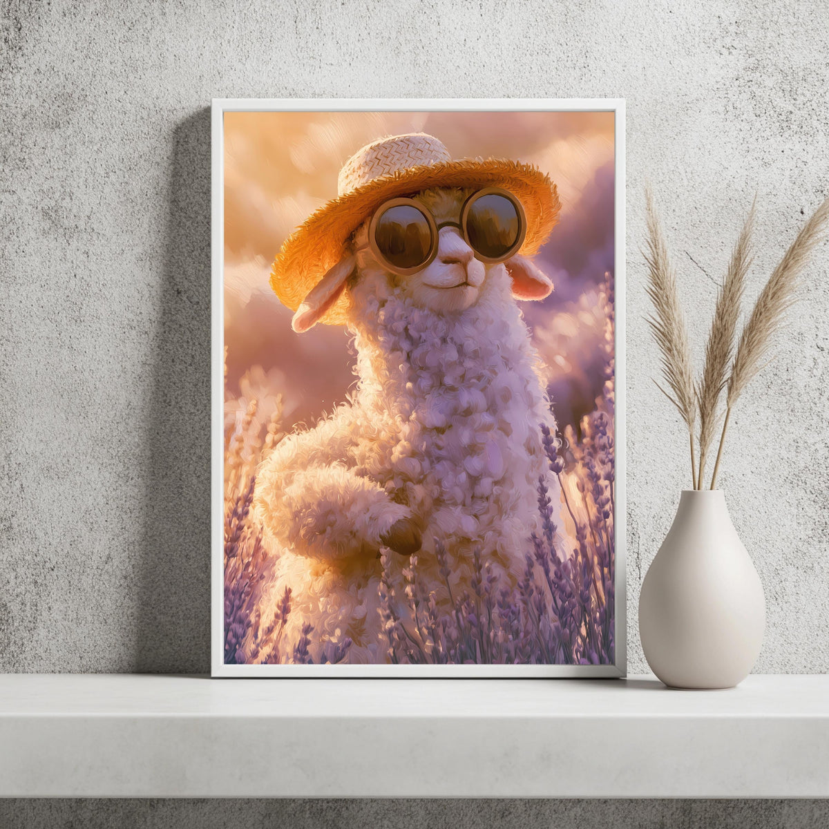 Alpaka Lavendel Sommer Poster – Produktansicht 2