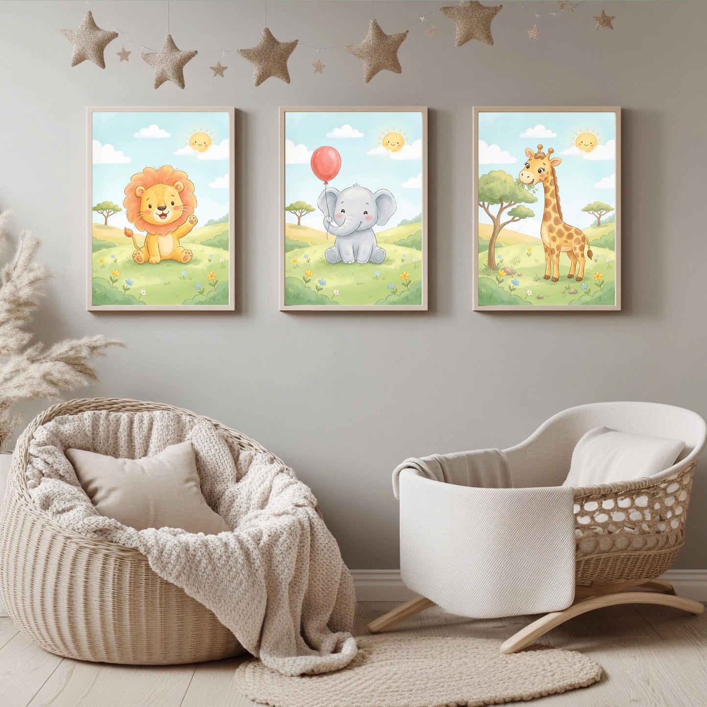 Safari Tiere Poster Set Kinderzimmer