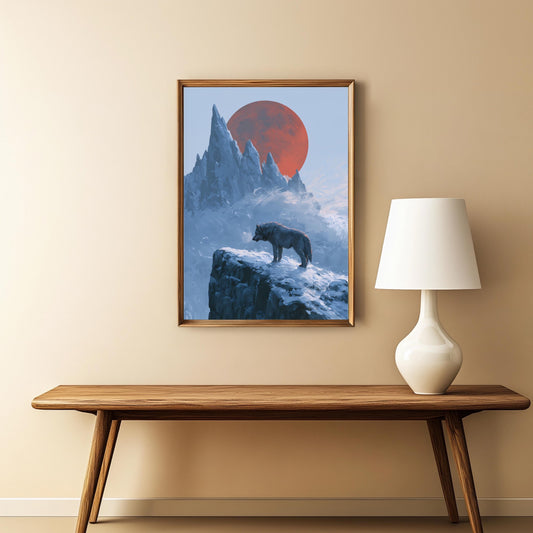 Wolf Blutmond Poster Winter Wandkunst