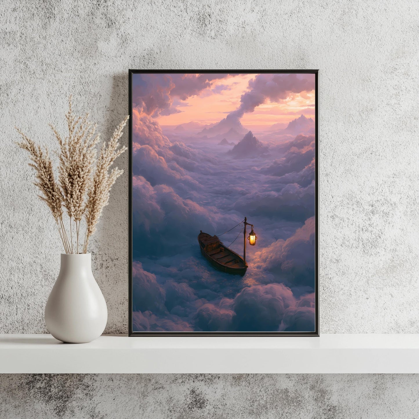 Boot Wolken Poster Berge Verträumt