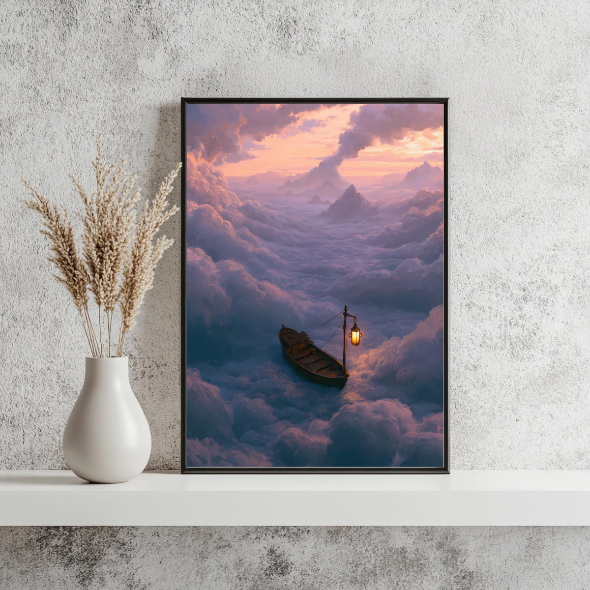 Boot Wolken Berge Verträumt Poster – Produktansicht 3