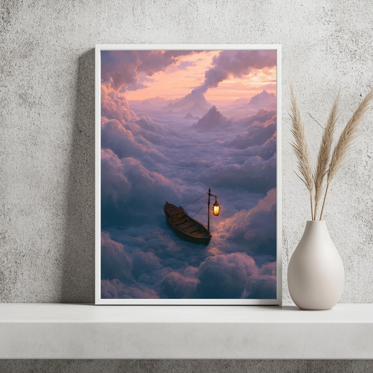 Boot Wolken Berge Verträumt Poster – Produktansicht 2