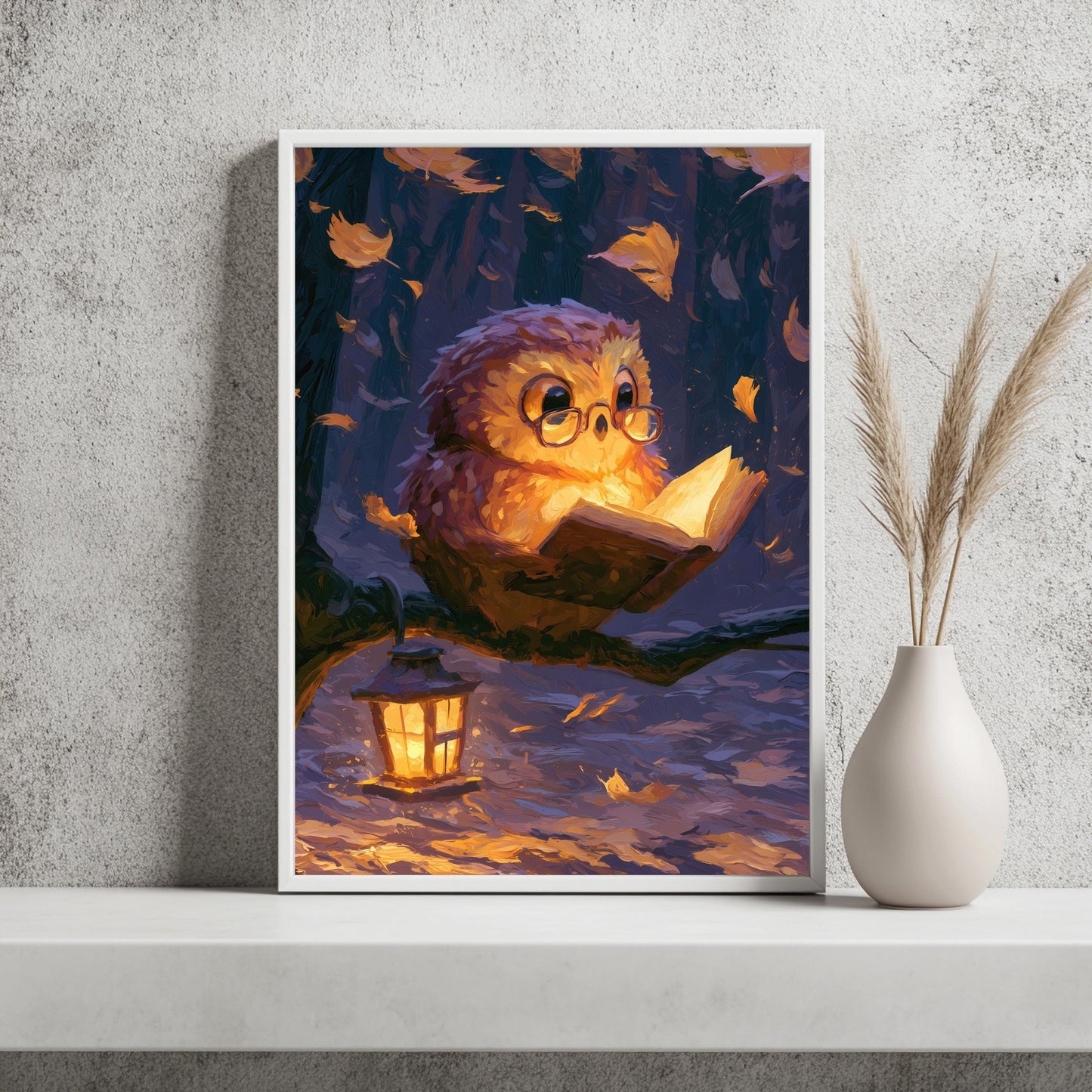 Baby Eule Buch Poster Kinderzimmer