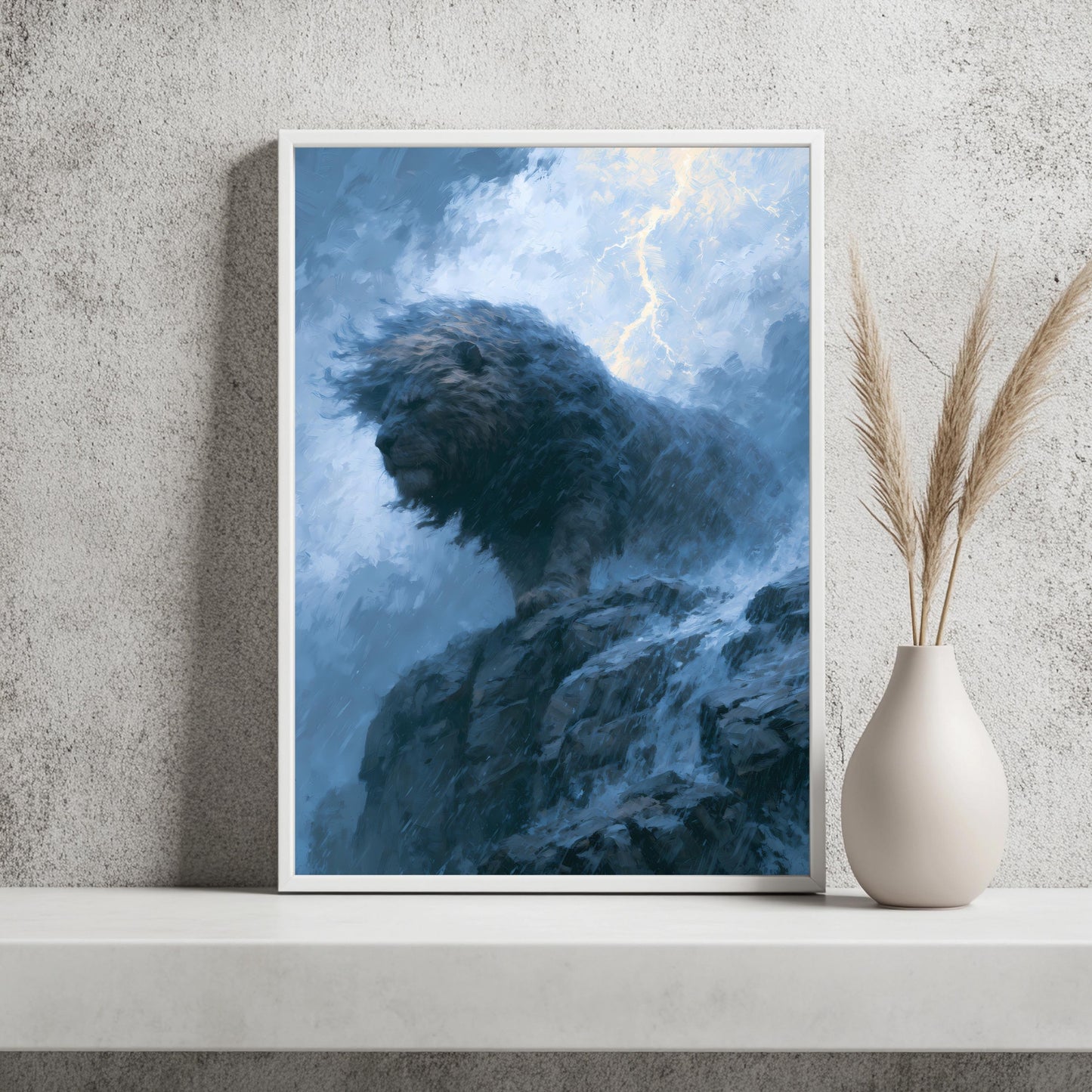 Löwe Sturm Poster Dramatisch Wandkunst