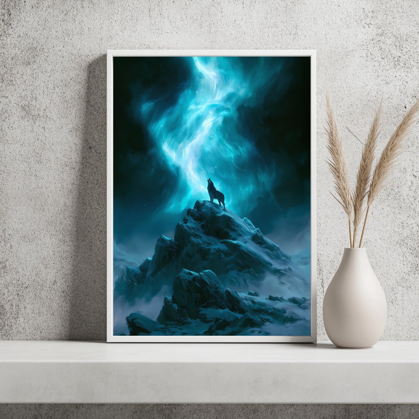 Wolf Berg Poster Türkis Mystisch Wandkunst