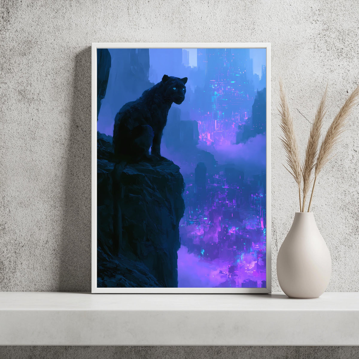 Panther Neon Stadt Cyberpunk Poster – Produktansicht 2
