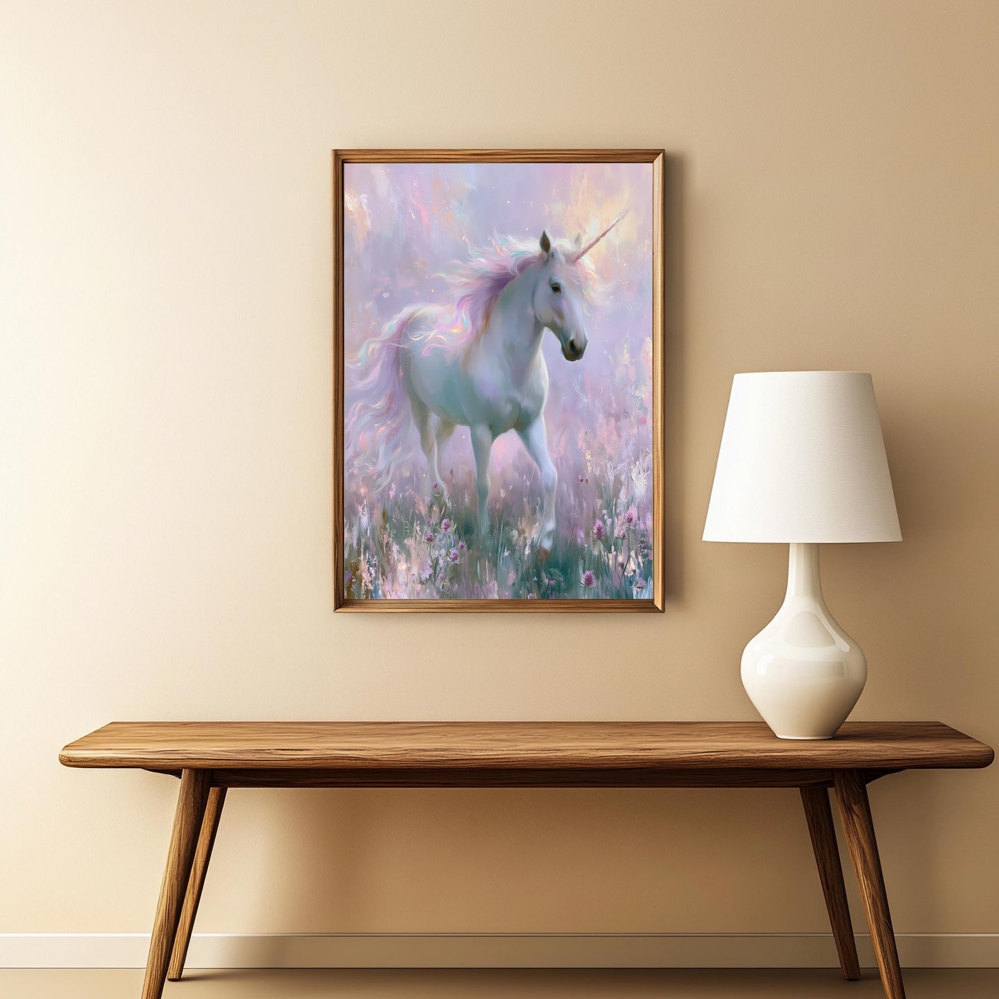 Einhorn Poster Pastell Blumenwiese