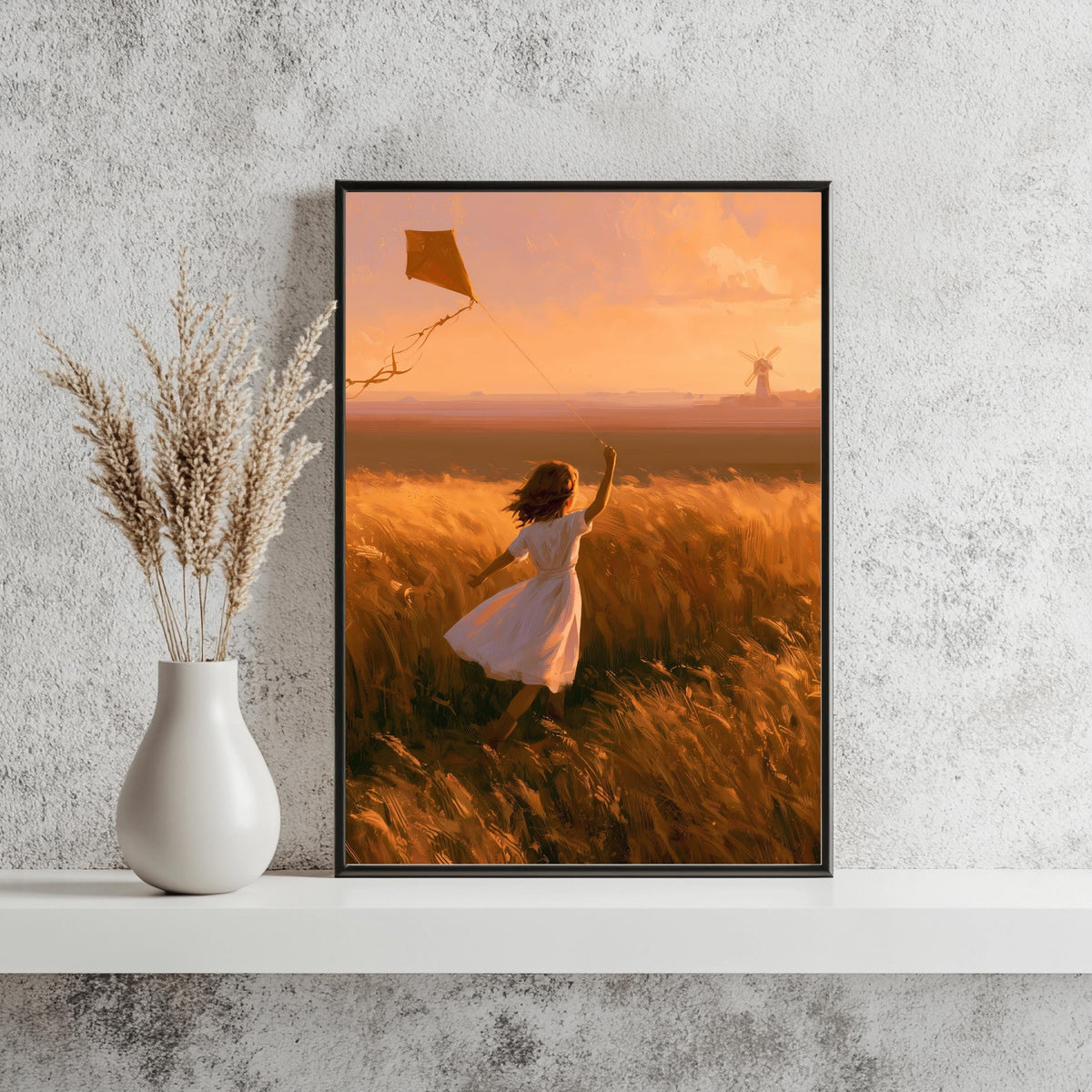 Mädchen Kornfeld Sommer Poster – Produktansicht 3