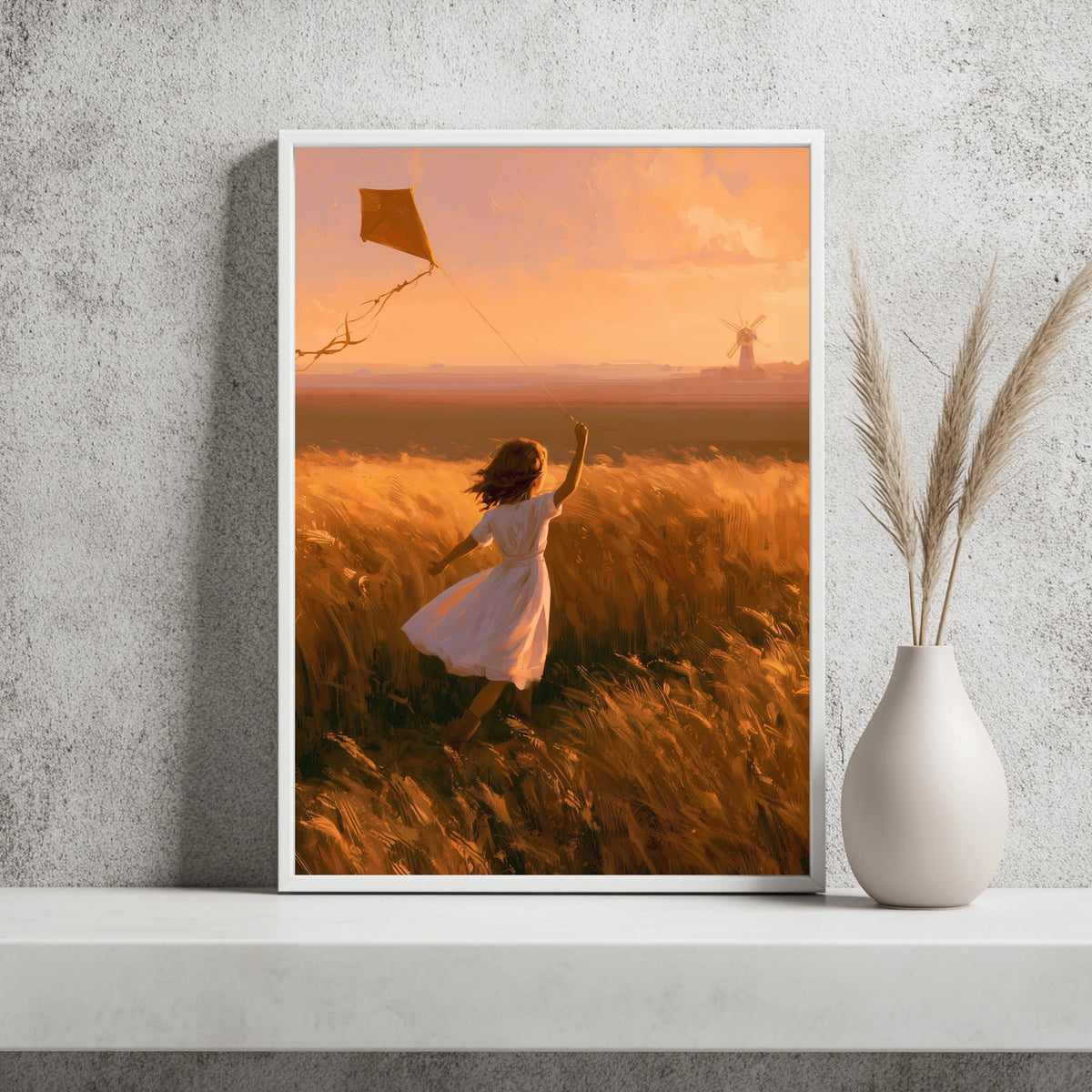 Mädchen Kornfeld Sommer Poster – Produktansicht 2