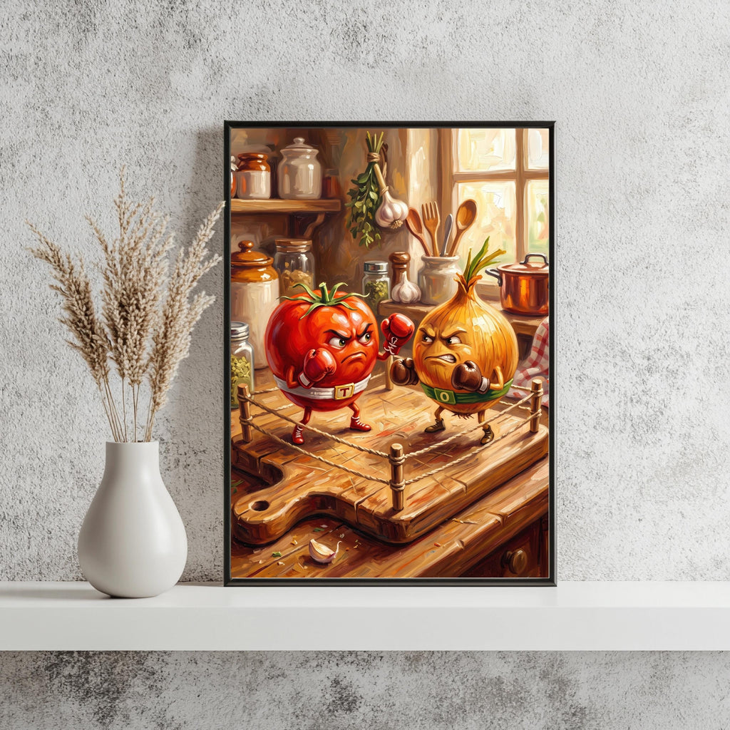 Tomate Zwiebel Boxkampf Lustig Poster – Produktansicht 4