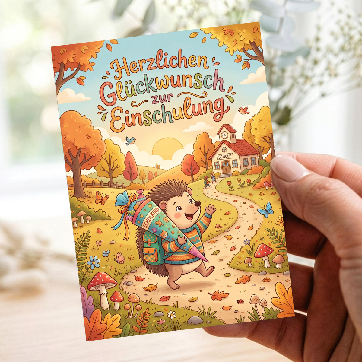 Grußkarte „Herzlichen Glückwunsch zur Einschulung"