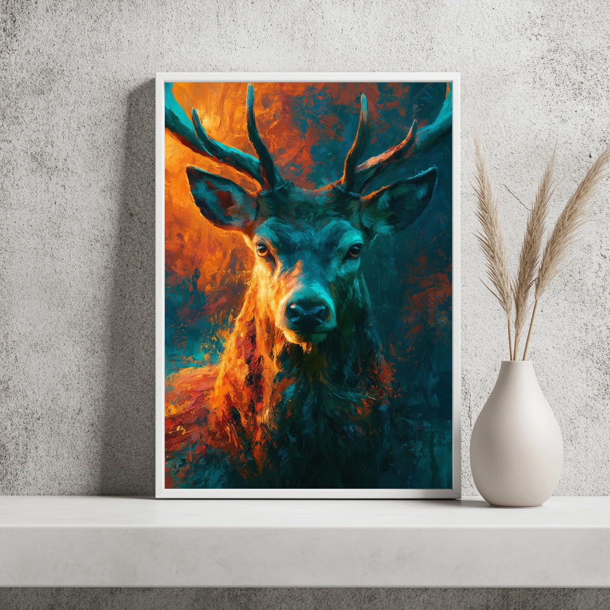 Hirsch Türkis Orange Poster Set – Produktansicht 2