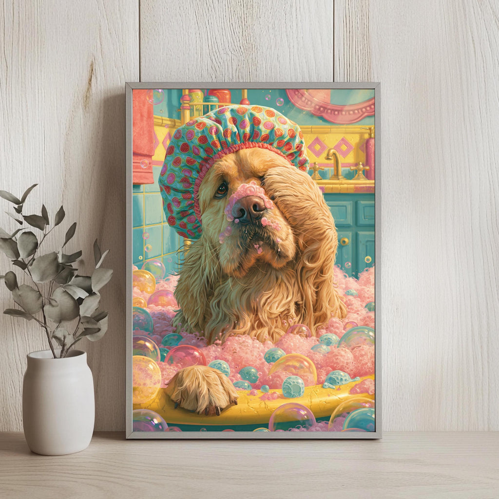 Golden Retriever Schaumbad Poster – Produktansicht 3