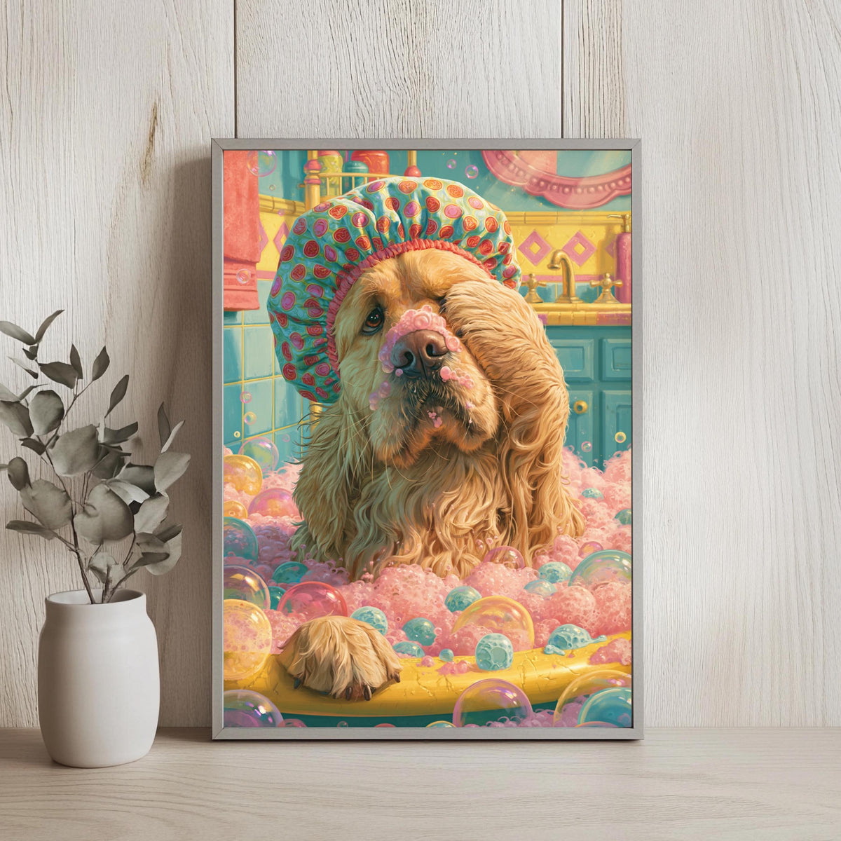 Golden Retriever Schaumbad Poster – Produktansicht 3