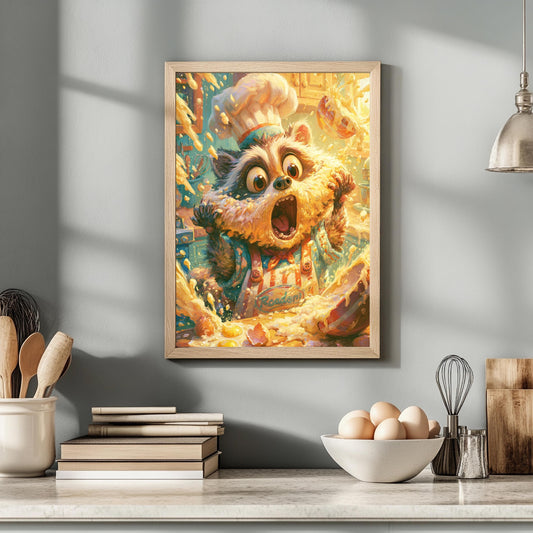 Waschbär Koch Poster Küche Lustig