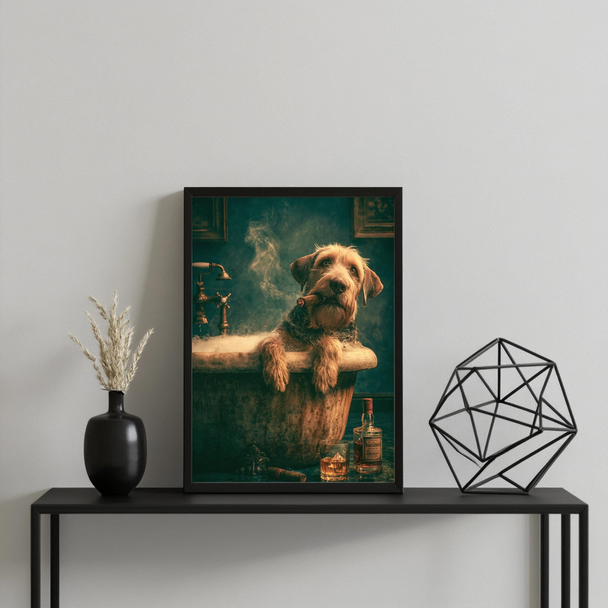 Hund Zigarre Badewanne Poster – Produktansicht 3