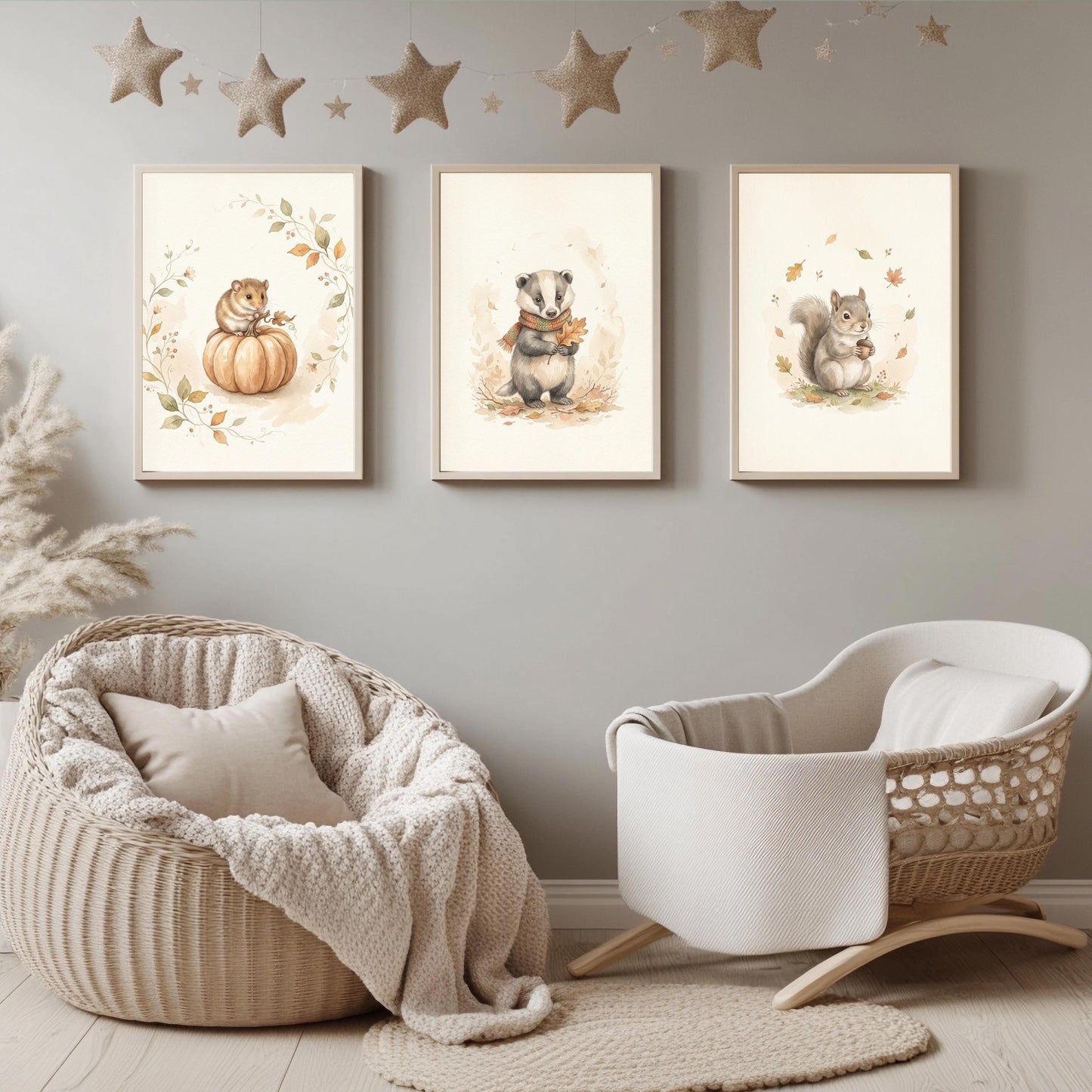 Herbst Waldtiere Poster Set Aquarell
