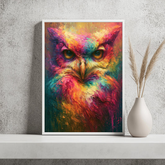 Eule Poster Impasto Bunt Wandkunst