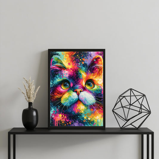Katze Poster Explosiv Bunt Pop Art