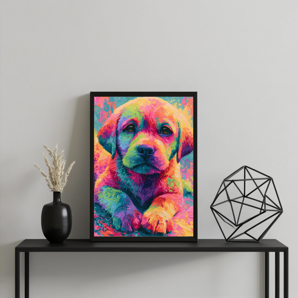 Golden Retriever Neon Bunt Poster – Produktansicht 3