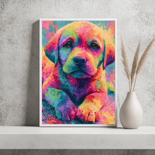 Golden Retriever Poster Neon Bunt Wandkunst