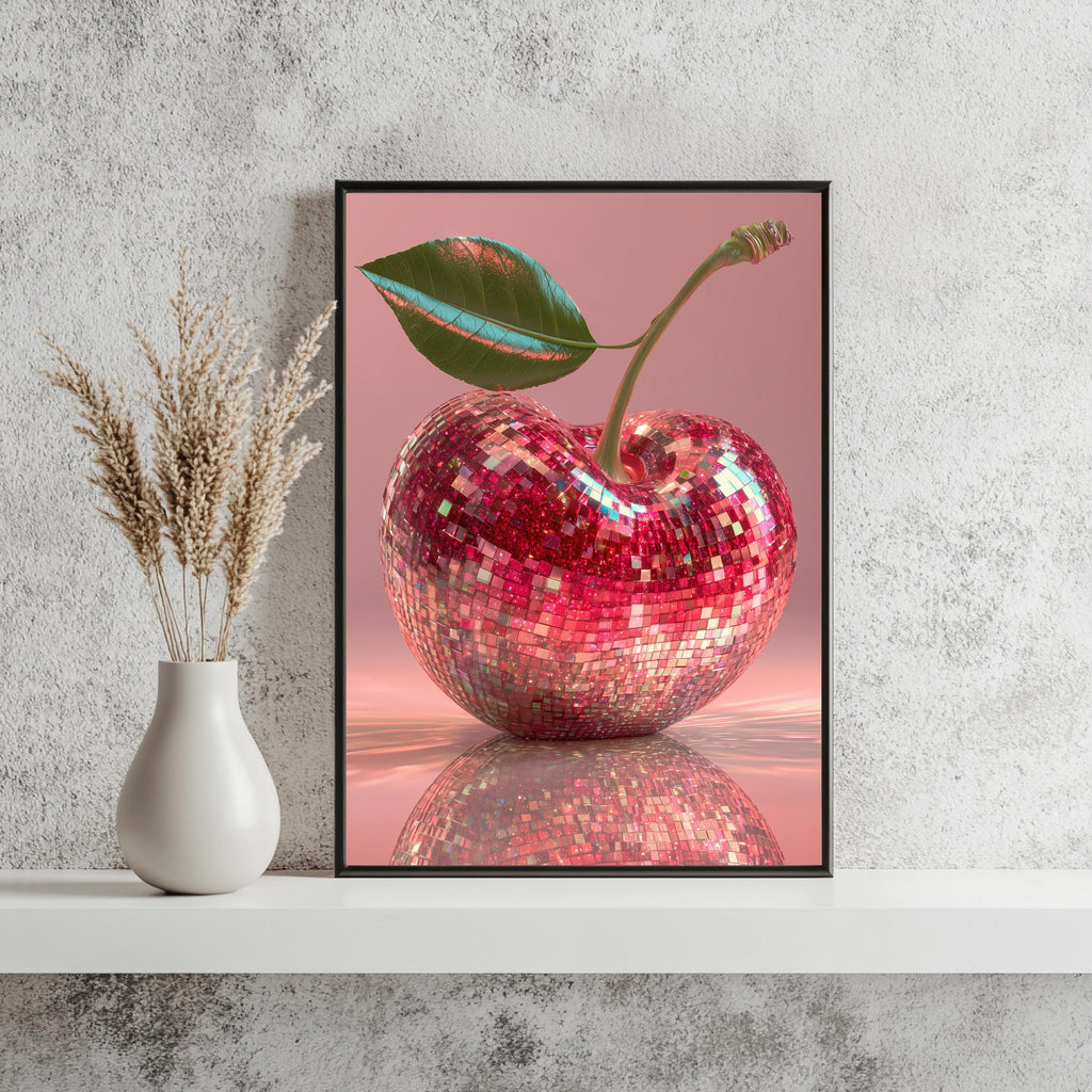 Discokugel Kirsche Glitzer Poster – Produktansicht 3