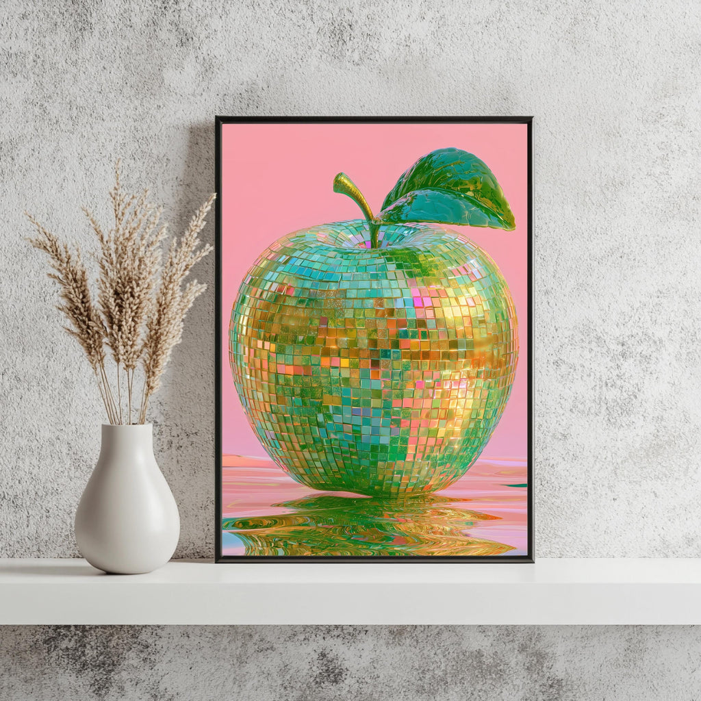 Discokugel Apfel Regenbogen Glitzer Poster – Produktansicht 3
