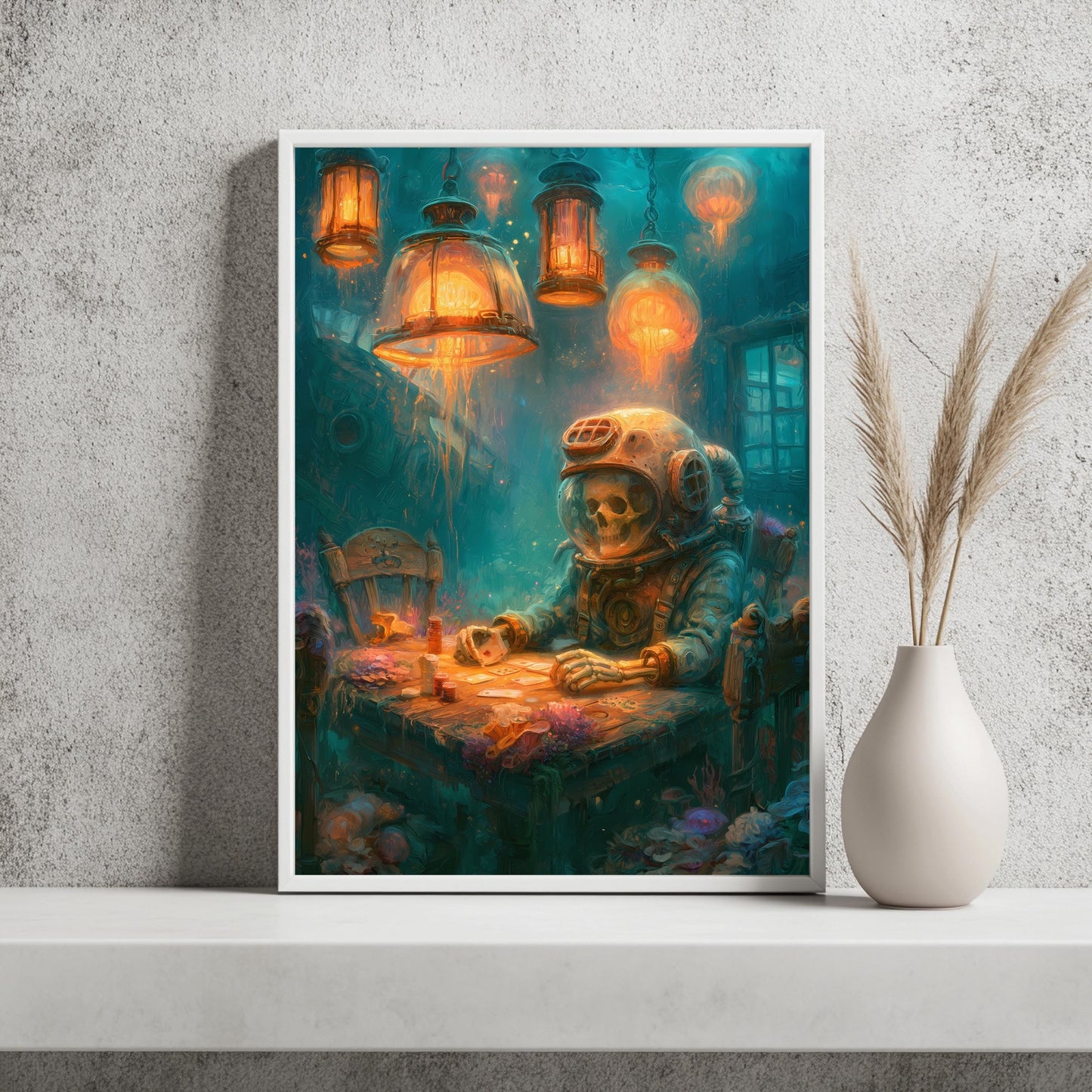 Tiefseetaucher Poker Poster Surreal