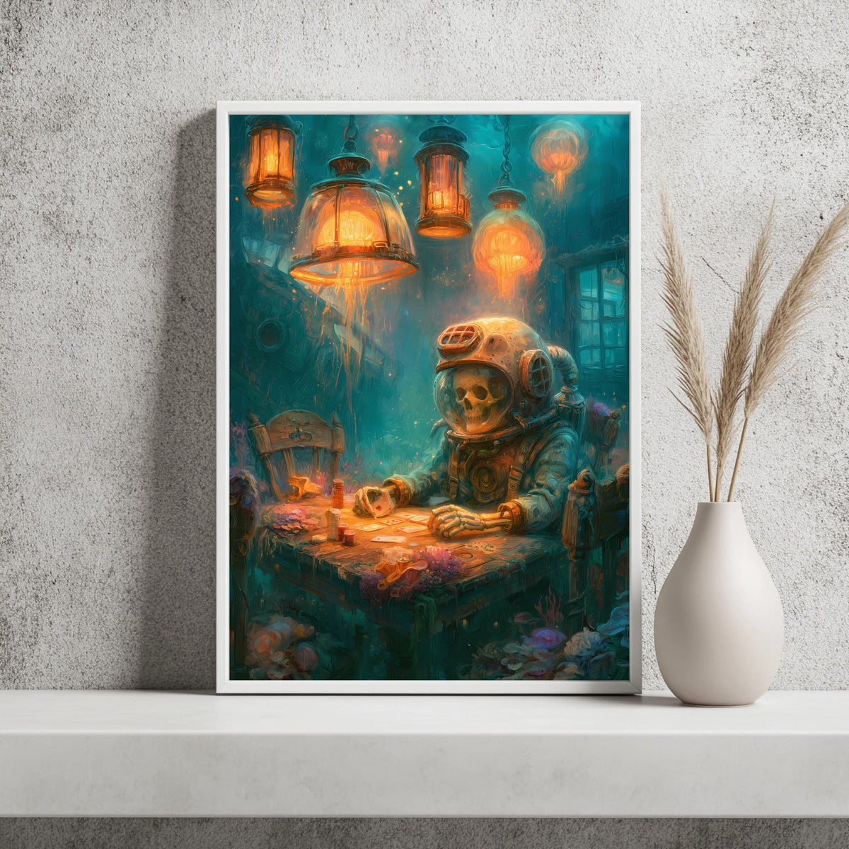 Tiefseetaucher Poker Surreal Poster – Produktansicht 2