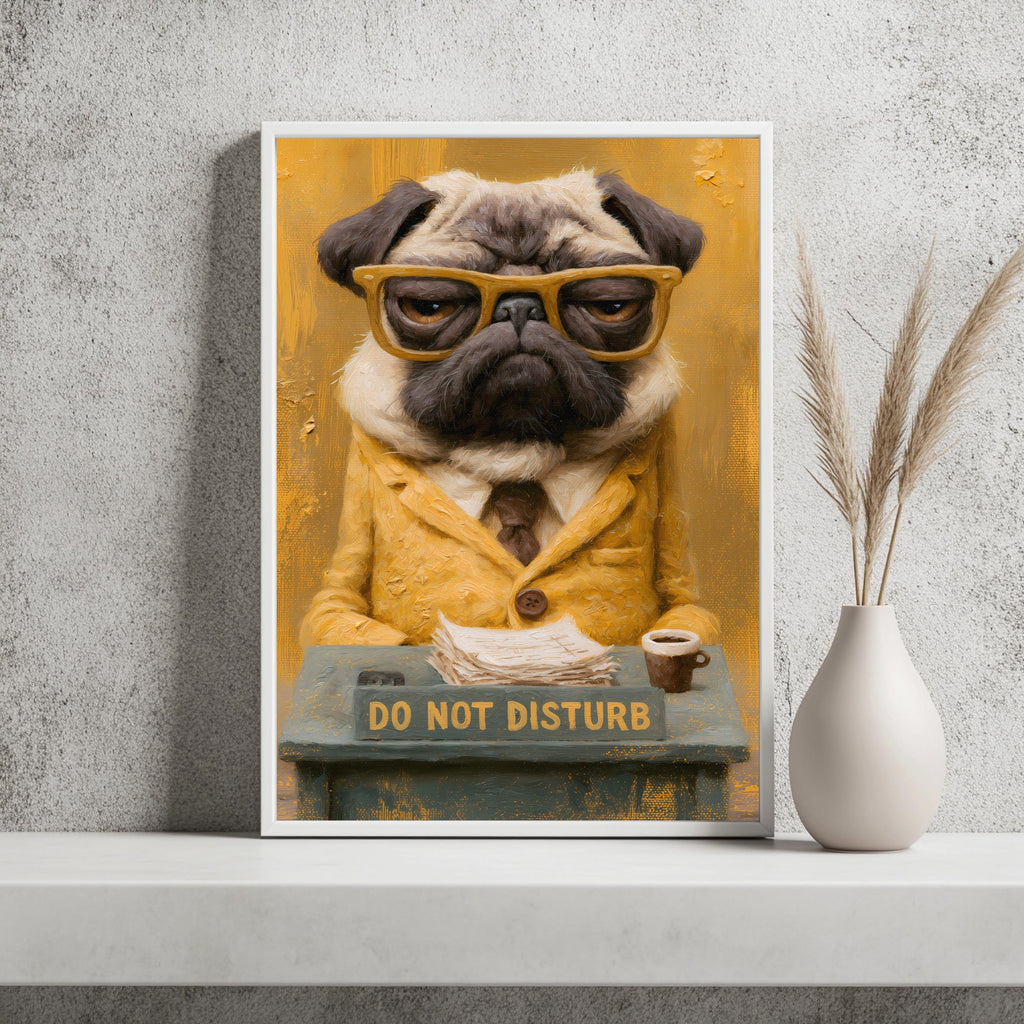 Grantiger Mops Boss Büro Poster – Produktansicht 2