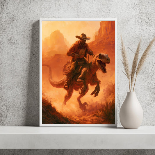 Cowboy Raptor Poster Western Lustig