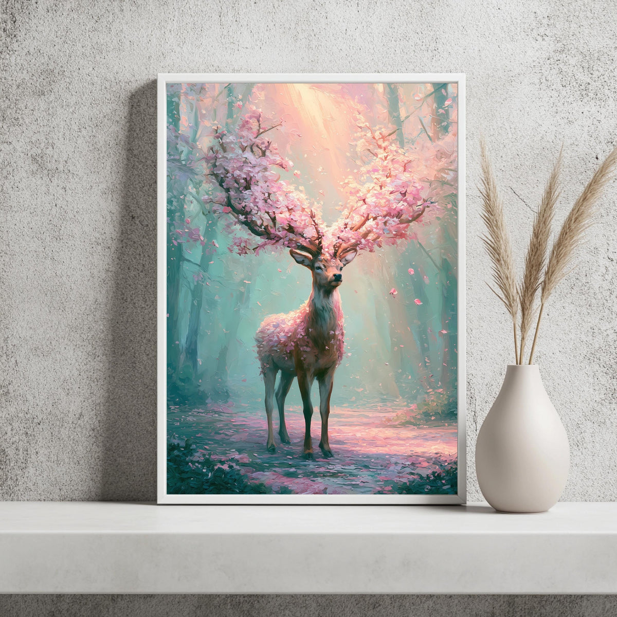 Hirsch Kirschblüten Fantasy Poster – Produktansicht 2