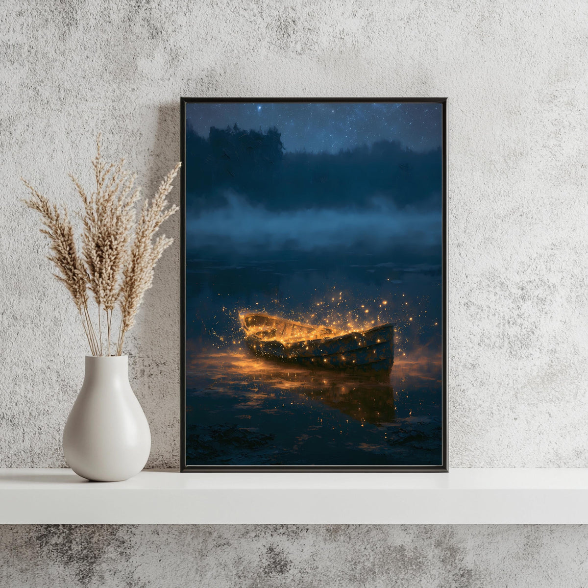 Ruderboot Nacht See Fantasy Poster – Produktansicht 3