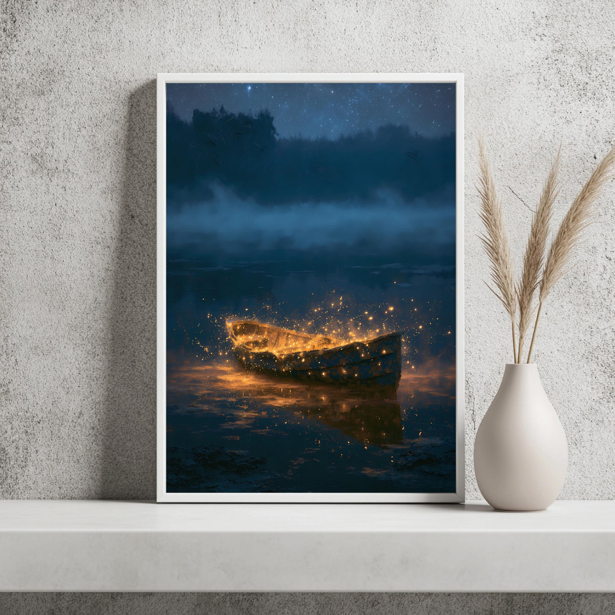 Ruderboot Nacht See Fantasy Poster – Produktansicht 2
