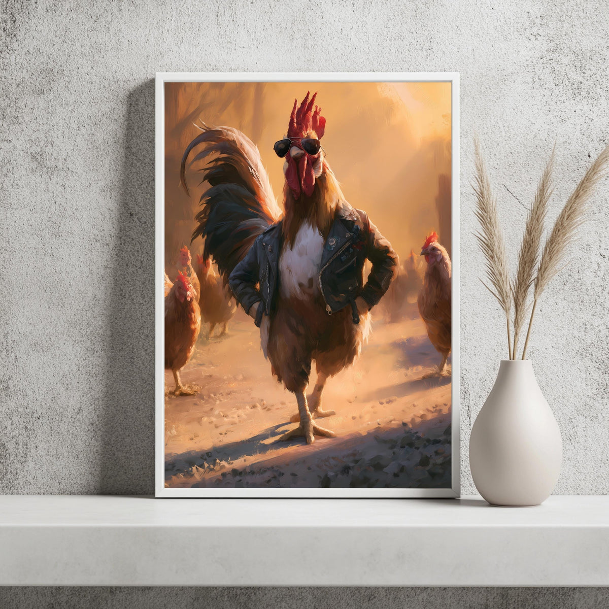 Hahn Sonnenbrille Bauernhof Poster – Produktansicht 2