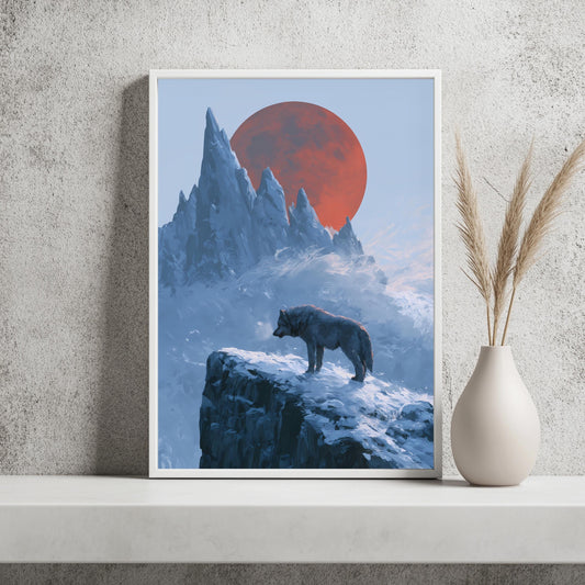 Wolf Blutmond Poster Winter Wandkunst
