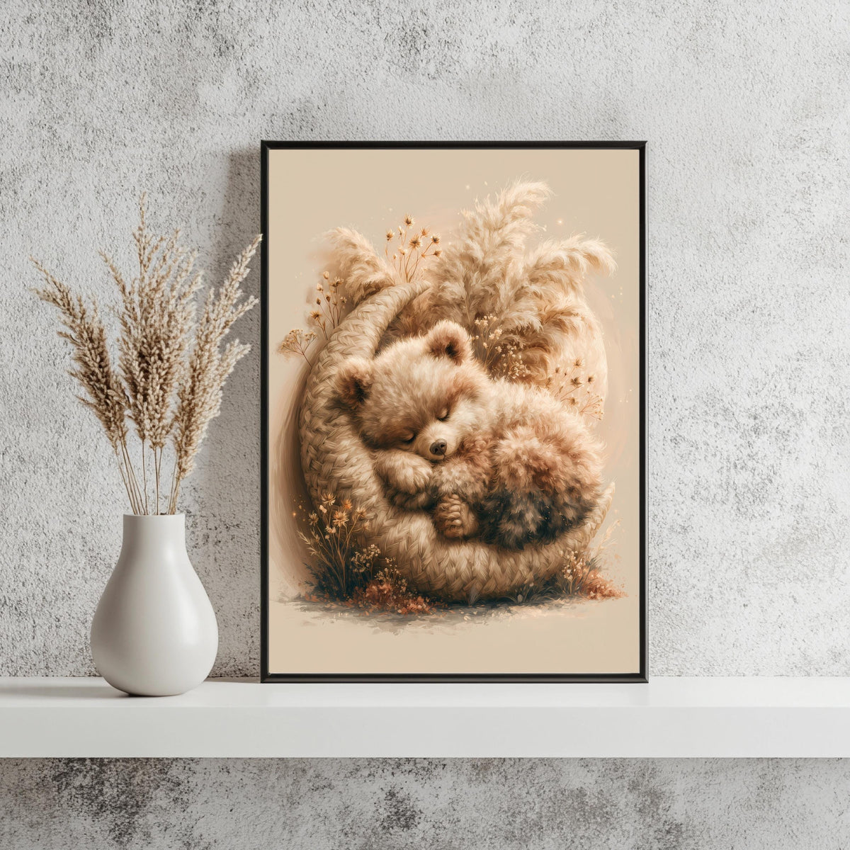 Baby Bär Korb Boho Poster – Produktansicht 3