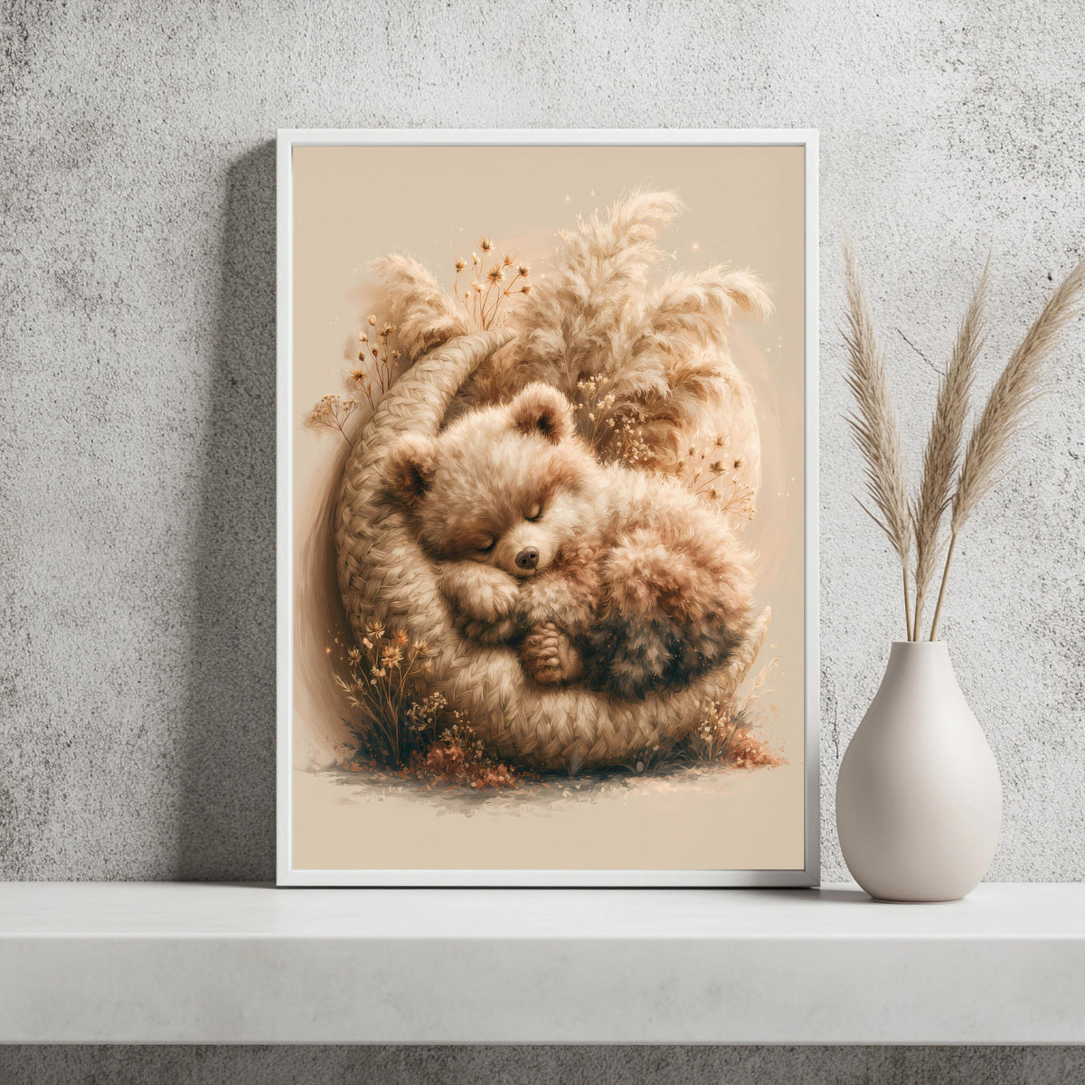Baby Bär Korb Boho Poster – Produktansicht 2