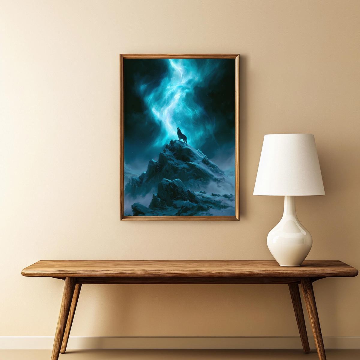 Wolf Berg Türkis Mystisch Poster – Produktansicht 4
