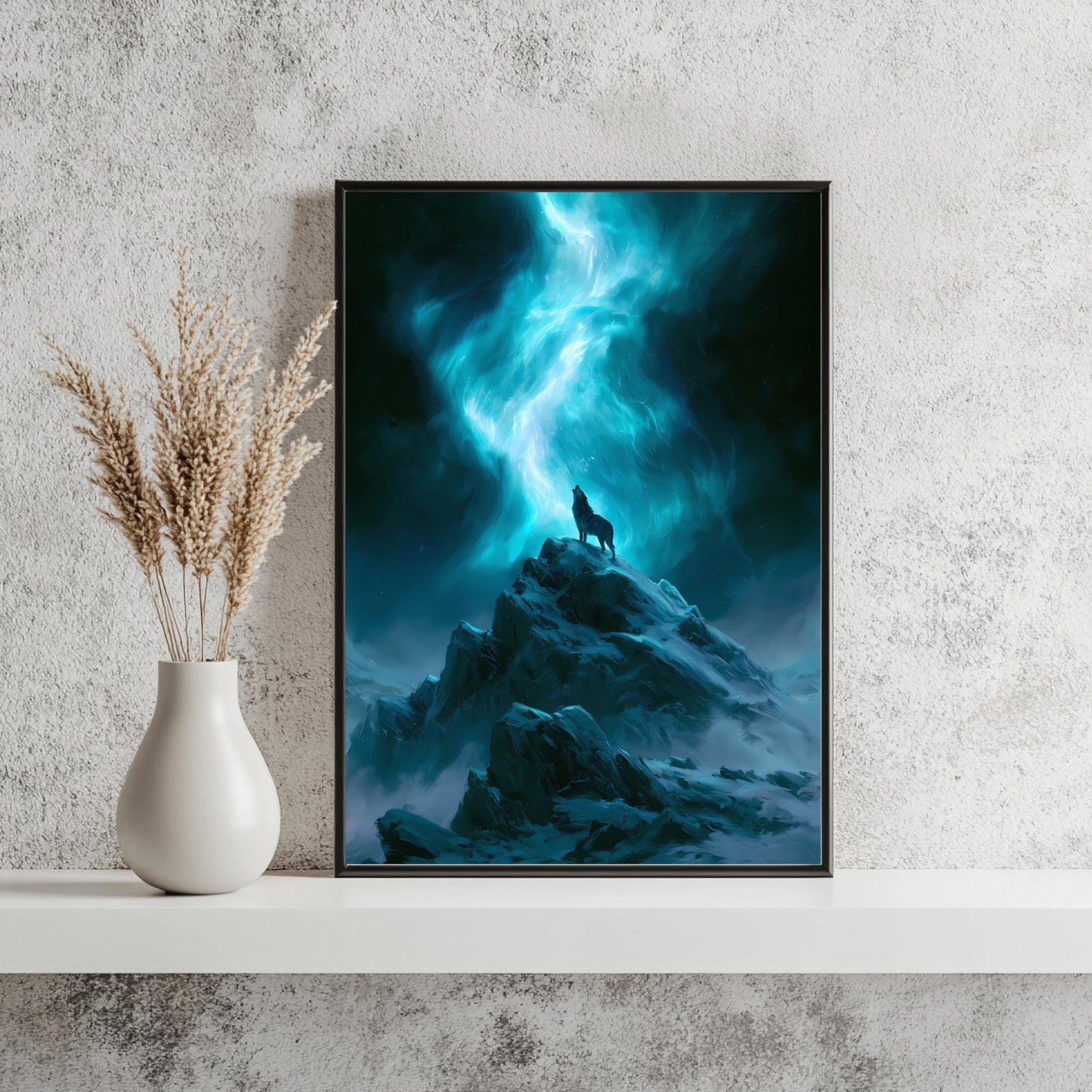 Wolf Berg Poster Türkis Mystisch Wandkunst